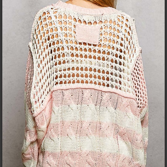 97 💕 POL Pink and White Knit Sweater - Picture 7 of 8